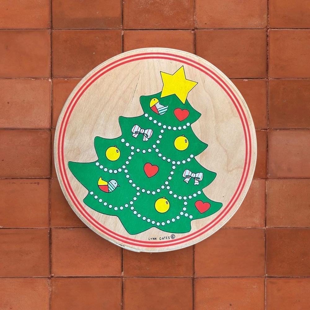 Vintage 90's Lynn Gates Handpainted Wooden Christmas Tree Box